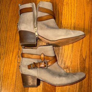 Coach Tan and Brown Ankle Boots with Modern Cutouts